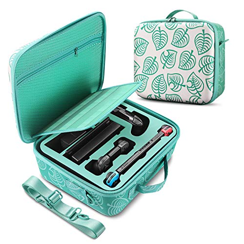 TNP Products Reise-Hartschalen-EVA-Tragetasche für Nintendo Switch New Horizon Animal Leaf Crossing, Lite, Joy-Cons, Dockingstation, AC-Adapter, HDMI-Kabel, Spielpatronen, Aufbewahrungstasche TNP Products Reise-Hartschalen-EVA-Tragetasche für Nintendo Switch New Horizon Animal Leaf Crossing, Lite, Joy-Cons, Dockingstation, AC-Adapter, HDMI-Kabel, Spielpatronen, Aufbewahrungstasche von TNP Products