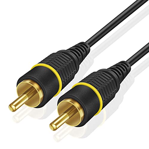 TNP RCA-Audio Kabel Composite-Verbundkabel Subwoofer S/PDIF-Audio Digitales koaxiales, Vergoldete, doppelt abgeschirmte Cinch-zu-Cinch-Stecker - Schwarz, 15 m von TNP Products