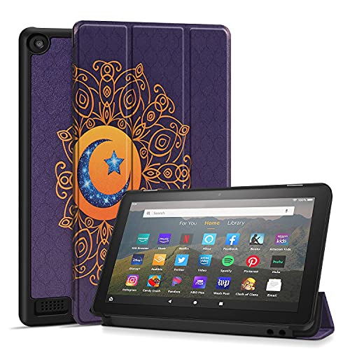 TNP Schutzhülle für Amazon Kindle Fire 7 Tablet der 9. & 7. Generation, Smart Slim PU Leder Schutzhülle mit Auto Sleep/Wake, Flip Stand f/ 7 Zoll Display 2019 2017 Release Gen (Star Moon) von TNP Products