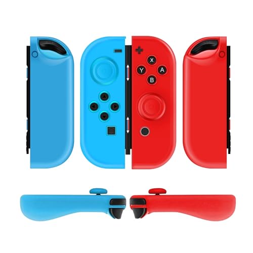 TNP Switch Joy Con Hülle für Nintendo Switch Joy Con Controller, Silikon Grip Skin Cover Case für Joycon Controller, Silikonhülle/Schutzhülle mit Joystick Kappen, Spielzubehör, 2er-set, rot/blau von TNP Products