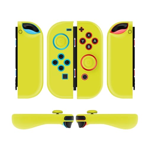 TNP Switch Joy Con Hülle für Nintendo Switch Joy Con Controller, Silikon Grip Skin Cover Case für Joycon Controller, Silikonhülle/Schutzhülle mit Joystick Kappen, Spielzubehör, 2er-set, gelb von TNP Products