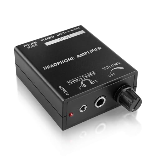 TNP Tragbarer Kopfhörerverstärker, Stereo Kopfhörer, Kopfhörerverstärker, Lautstärkeregler, Audio Verstärker, Audio-Booster mit RCA Cinch-Eingang, 3,5mm & 6,3mm-Ausgangsbuchse und Netzschalter von TNP Products
