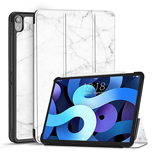 TNP iPad Air 4 Hülle, iPad Hülle mit Stifthalterung für iPad Air 4. Generation Modell 2020 - 10,9 Zoll, dünner und leichtgewichtiger iPad case, iPad cover mit Auto Schlaf/Wach Funktion, Marmor weiß von TNP Products