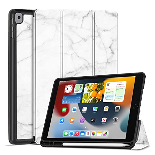 TNP iPad Hülle für iPad 9./8./7. Generation 10,2 Zoll 2021/2020/2019 Modell, Schutzhülle mit Stifthalter, dünner und weicher iPad Case aus TPU, iPad Cover mit Auto Schlaf/Wach Funktion, Marmor weiß TNP iPad Hülle für iPad 9./8./7. Generation 10,2 Zoll 2021/2020/2019 Modell, Schutzhülle mit Stifthalter, dünner und weicher iPad Case aus TPU, iPad Cover mit Auto Schlaf/Wach Funktion, Marmor weiß von TNP Products