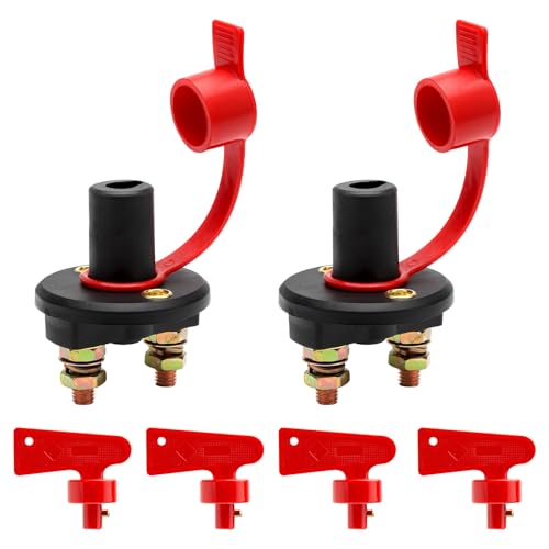 TNSLAND 2 Stück Batterie Trennschalter 12V - 24V, Batterietrennschalter 12V mit 4 Schlüssel, Hauptschalter 12V mit Wasserdichtem Deckel, Batterieschalter 12V Trennschalter für Fahrzeug Boot Auto KFZ TNSLAND 2 Stück Batterie Trennschalter 12V - 24V, Batterietrennschalter 12V mit 4 Schlüssel, Hauptschalter 12V mit Wasserdichtem Deckel, Batterieschalter 12V Trennschalter für Fahrzeug Boot Auto KFZ von TNSLAND