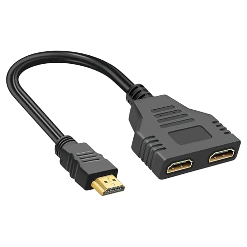 TNSLAND HDMI Splitter 1 in 2 Out Kabel Unterstützt Zwei Fernseher Gleichzeitig HDMI Adapter 2 Monitore Gleichzeitig HDMI Kabel Splitter HDMI für LCD Monitor HDTV HD LED und Projektoren von TNSLAND