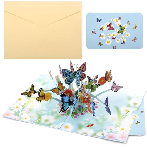 TNSLAND Pop Up Karte Schmetterling Pop-Up Karte mit Goldenen Umschlag 3D Schmetterlingskarte für Frau Freundin Mutter Geburtstagskarte (Gute Besserung Danke Jahrestag) Popup Karte für Geburtstag von TNSLAND