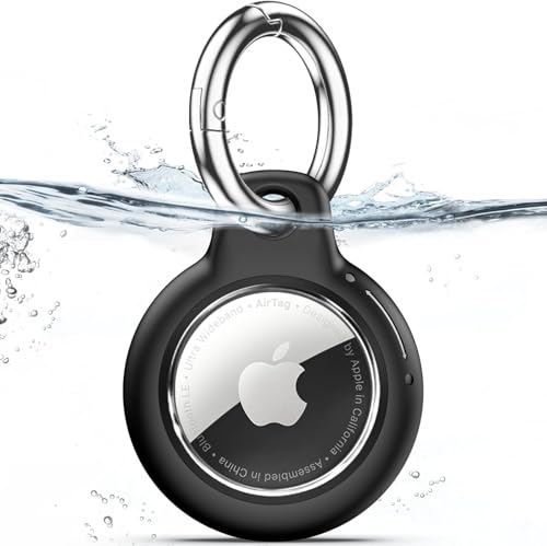 TNSNK Wasserdicht for Apple Airtag Holder hülle with Lock, Airtag Anhänger Schlüsselanhänger Case with Keychain for Luggage/Bicycles/Pets-(Black) von TNSNK