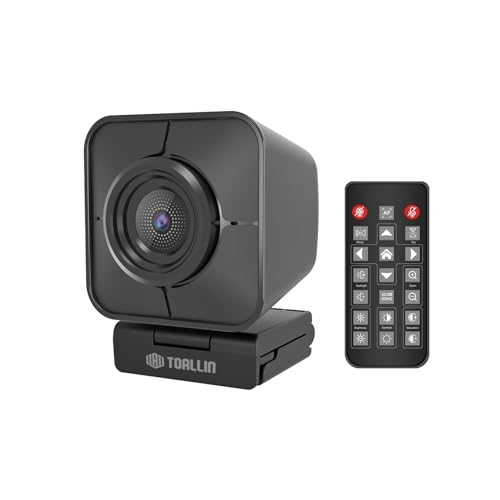 TOALLIN Ultra HD 4K Webcam mit Fernbedienung, Schneller PDAF-Autofokus, Zwei Mikrofone mit Rauschunterdrückung, 81° FOV, USB-Webcam für Live-Streaming/Konferenzen/Videoanrufe von TOALLIN