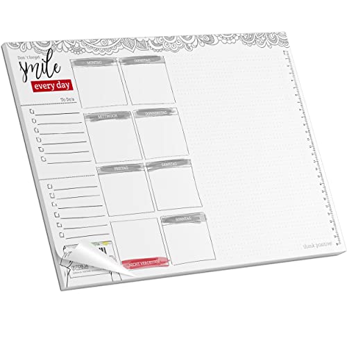 TOBJA® A3 Schreibtischunterlage Papier - DIN A3 Block Schreibtisch Unterlagenmatte mit To Do Liste | Wochenplaner A3 Kalender Unterlage von TOBJA