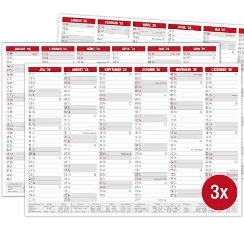 Tafelkalender 2024 A4 - Kalender 2024 mit Ferien & Feiertagen | Jahreskalender, Wandkalender 2024 DIN A4 als Jahresplaner | Blattkalender 12 Monate auf Vorder- und Rückseite (3 Stück Papier) von TOBJA