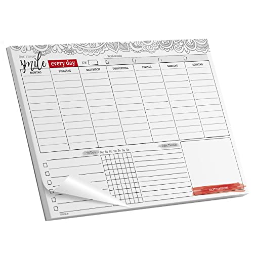 Wochenplaner Block inkl. Habit Tracker - 50 Blatt Terminplaner ohne Datum | Weekly Ziele setzen, To-Do & Merkliste erstellen, Woche & Gewohnheiten planen | Wochenkalender aus Papier in DIn A4 von TOBJA