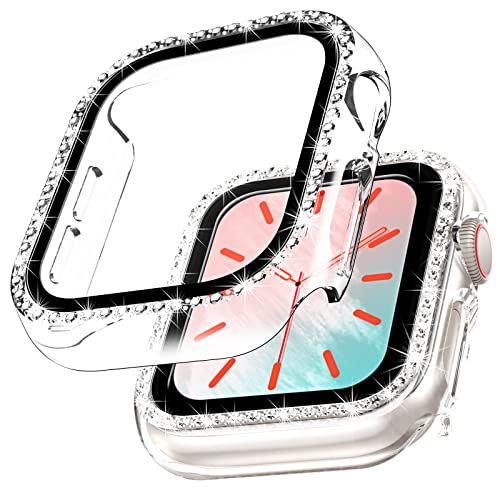 TOCOL 2 Stück Hülle für Apple Watch Series 9 Series 7 41mm, 360° Rundum Bling Cover Diamonds für iWatch Series 9/7 41mm, Transparent von TOCOL