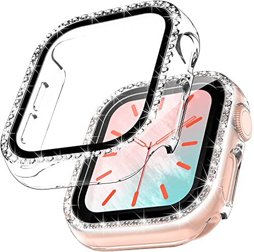 TOCOL 2 Stück Hülle für Apple Watch Series 9 Series 7 41mm, 360° Rundum Bling Cover Diamonds für iWatch Series 9/7 41mm, Transparent von TOCOL