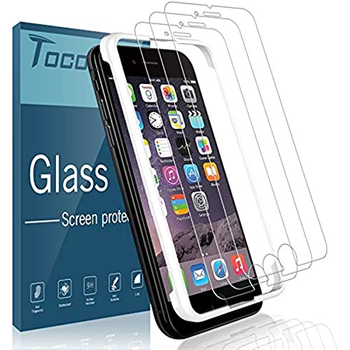 TOCOL 3 Stück Schutzfolie kompatibel mit iPhone SE 2020/2022 iPhone SE 3/2 4,7 Zoll Displayschutzfolie, gehärtetes Glas Blasenfrei mit Ausrichtungsrahmen Einfache Installation von TOCOL