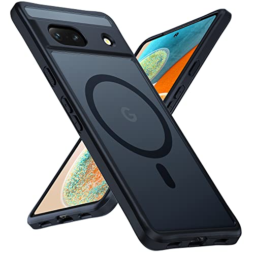 TOCOL 3 in 1 für Google Pixel 7A Hülle Magnetisch, [Verbesserter Vollständiger Kameraschutz] [Schutz in Militärqualität] Stoßfest Handyhülle für Pixel 7A 6.1 Zoll, Schwarz von TOCOL
