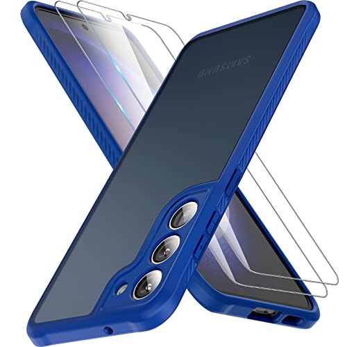 TOCOL 3 in 1 für Samsung Galaxy S23 Hülle, [Verbesserter Vollständiger Kameraschutz] mit 2 Stück Schutzglas [Schutz in Militärqualität] Stoßfest Handyhülle für S23 5G 6.1", Blau von TOCOL