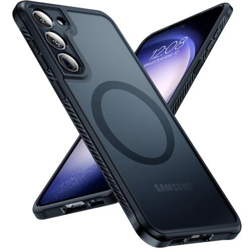 TOCOL 3 in 1 für Samsung Galaxy S23 Hülle Magnetisch, mit 2 Stück Schutzglas [Vollständiger Kameraschutz][Schutz in Militärqualität] Stoßfest Handyhülle für S23 5G 6.1", Schwarz von TOCOL
