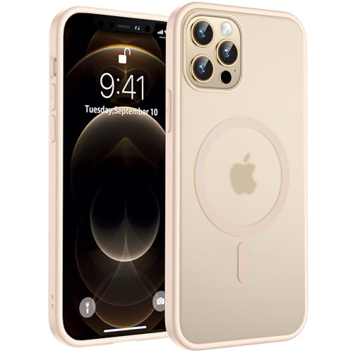 TOCOL für iPhone 12 Pro Hülle für Magsafe, Stoßfest Anti-Fingerabdruck Kratzfest Transluzente Rückseite rutschfest Matt Magnetisch Handyhülle für iPhone 12 Pro Case, Wüstensand von TOCOL