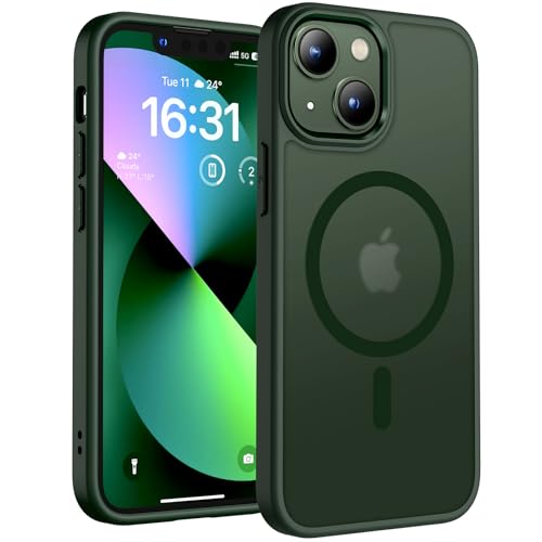 TOCOL für iPhone 13 Mini Hülle für Magsafe, Stoßfest Anti-Fingerabdruck Kratzfest Transluzente Rückseite rutschfest Matt Magnetisch Handyhülle für iPhone 13 Mini Case, Alpengrün von TOCOL