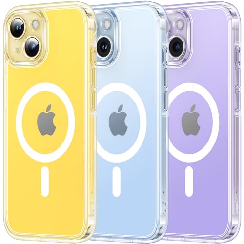 TOCOL 3 in 1 für iPhone 14 Hülle für MagSafe, mit 2 Stück Schutzglas [Schutz in Militärqualität] Stoßfest Anti-Gelb Handyhülle für iPhone 14 Case, Transparent von TOCOL