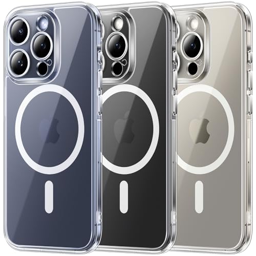 TOCOL 3 in 1 für iPhone 15 Pro Max Hülle für Magsafe, [Vollständiger Kameraschutz] Stoßfest Kratzfest Magnetisch Handyhülle für iPhone 15 Pro Max Case, Transparent von TOCOL