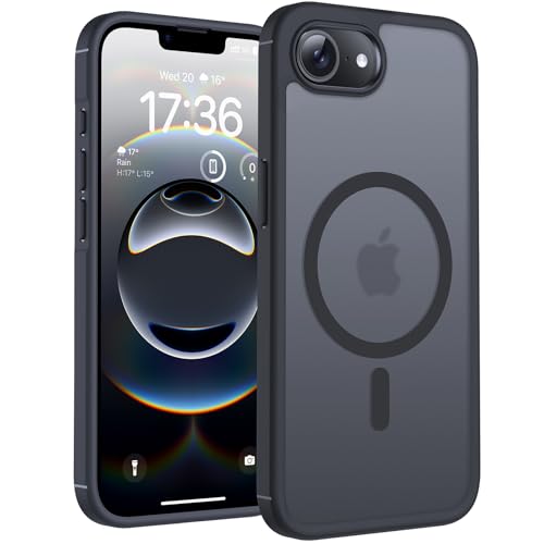 TOCOL für iPhone 16e Hülle für Magsafe, Stoßfest Anti-Fingerabdruck Kratzfest Transluzente Rückseite rutschfest Matt Magnetisch Handyhülle für iPhone 16e Case, Schwarz von TOCOL