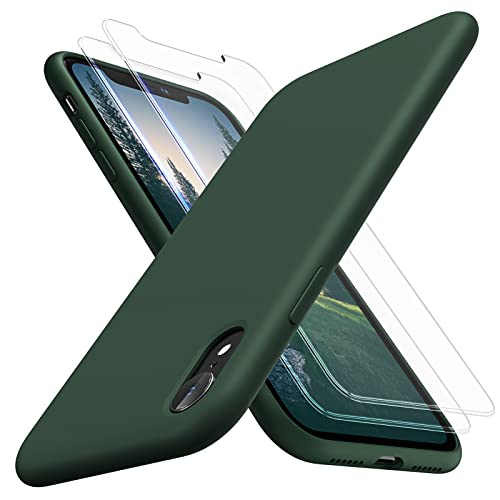 TOCOL 3-in-1 für iPhone XR Hülle Silikon, [mit 2 Stück Schutzfolie] Handyhülle für iPhone XR [Mikrofaserfutter] [Kratzfest] [Stoßfeste] Schutzhülle iPhone XR 6,1" Case - Alpingrün von TOCOL