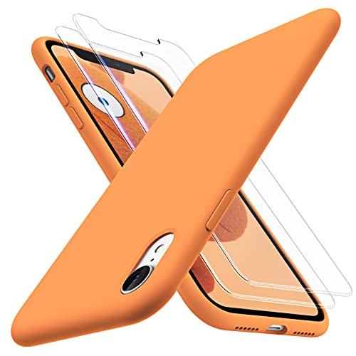 TOCOL 3-in-1 für iPhone XR Hülle Silikon, [mit 2 Stück Schutzfolie] Handyhülle für iPhone XR [Mikrofaserfutter] [Kratzfest] [Stoßfeste] Schutzhülle iPhone XR 6,1" Case - Kumquat von TOCOL