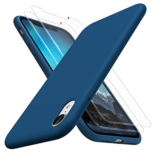 TOCOL 3-in-1 für iPhone XR Hülle Silikon, [mit 2 Stück Schutzfolie] Handyhülle für iPhone XR [Mikrofaserfutter] [Kratzfest] [Stoßfeste] Schutzhülle iPhone XR 6,1" Case - Mitternachtsblau von TOCOL