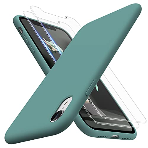 TOCOL 3-in-1 für iPhone XR Hülle Silikon, [mit 2 Stück Schutzfolie] Handyhülle für iPhone XR [Mikrofaserfutter] [Kratzfest] [Stoßfeste] Schutzhülle iPhone XR 6,1" Case - Mitternachtsgrün von TOCOL