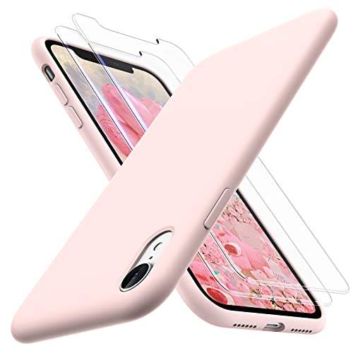 TOCOL 3-in-1 für iPhone XR Hülle Silikon, [mit 2 Stück Schutzfolie] Handyhülle für iPhone XR [Mikrofaserfutter] [Kratzfest] [Stoßfeste] Schutzhülle iPhone XR 6,1" Case - Rosa von TOCOL