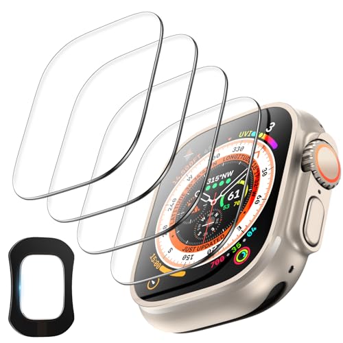 TOCOL 4 Stück Schutzfolie für Apple Watch Ultra 2/Ultra 49mm Displayschutzfolie aus gehärtetem Glas, [Militärqualität] [Kratzfest] [Hochauflösend] [Ultra dünn] Folie für Apple Watch Ultra 2/Ultra 49mm von TOCOL