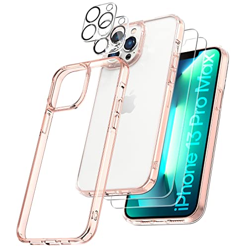 TOCOL 5 In 1 Hülle Kompatibel mit iPhone 13 Pro Max 6.7 Zoll Schutzhülle, 2 Stück Schutzglas 2 Stück Kamera Schutzglas, Ultra Dünn Aber Stoßfeste Handyhülle iPhone 13 Pro Max Case,Rosegold Cover von TOCOL