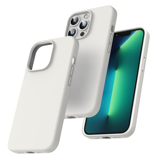 TOCOL 5-in-1 iPhone 13 Pro Hülle, mit 2 Stück Schutzfolie + 2 Stück Kameraschutz, Flüssig Silikon Handyhülle iPhone 13 Pro 6.1", Kratzfestes Stoßfest Schutzhülle für iPhone 13 Pro - Steingrau von TOCOL