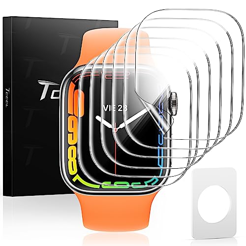 TOCOL 6 Stück Schutzfolie für Apple Watch Series 9/8/7 45mm Folie, Blasenfrei Kratzfest Anti-Staub Klar HD Selbstheilung Flexible TPU Displayschutzfolie für iWatch S9 45mm von TOCOL