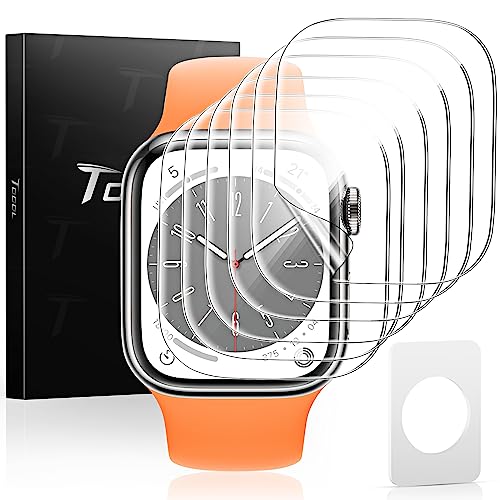 TOCOL 6 Stück Schutzfolie kompatibel mit Apple Watch Series 6/5/4/SE 44mm Klar HD Weich TPU Folie Nicht Glas Blasenfreie Kompatibel mit Hülle Displayschutz von TOCOL