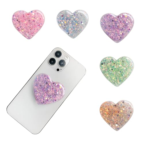 TOEECY 5er-Pack Handy Griffhalter Glanz Heart Griff Handy Halterung fur Handyhulle Ständer für Smartphone Ausziehbarer Griff TOEECY 5er-Pack Handy Griffhalter Glanz Heart Griff Handy Halterung fur Handyhulle Ständer für Smartphone Ausziehbarer Griff von TOEECY
