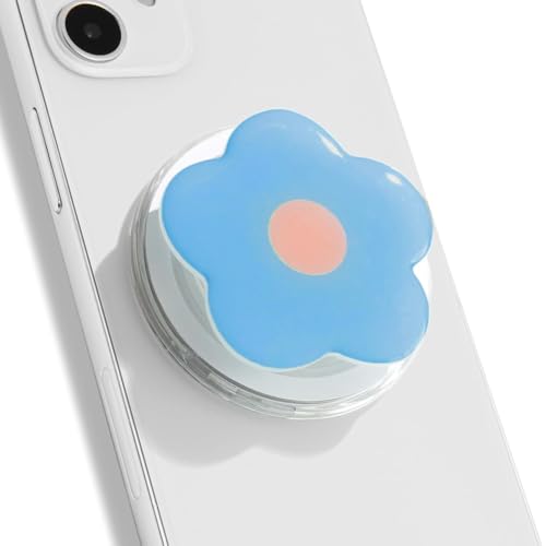 TOEECY Handy Griff Magnet Kompatibel Einziehbarer Flower Griff Halterung Ausziehbarer Knopf Festhalten Fingerhalterung Griffhalter Ständer Sockel für Smartphone Tablets Handy Zubehör (Blau) von TOEECY