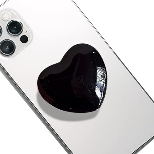 TOEECY Handy Griffhalter Einziehbarer Glas Liebe Herz Griff Magnet mit Kompatibel Mobiltelefon Ausziehbarer Sockel Stand für Smartphones (Schwarz) von TOEECY