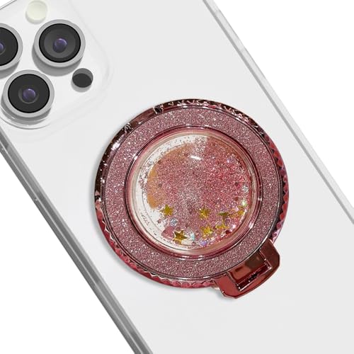 TOEECY Handyschlaufen Magnet Kompatibel Handy Griffhalter 360 Grad Drehbarer Handy Ring Halter Ausziehbarer Sockel und Griff mit Pailletten Handy-Ständer für Handys und Tablets (Rosa) von TOEECY