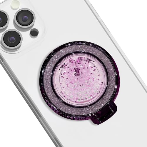 TOEECY Handyschlaufen Magnet Kompatibel Handy Griffhalter 360 Grad Drehbarer Handy Ring Halter Ausziehbarer Sockel und Griff mit Pailletten Handy-Ständer für Handys und Tablets (Violett) von TOEECY