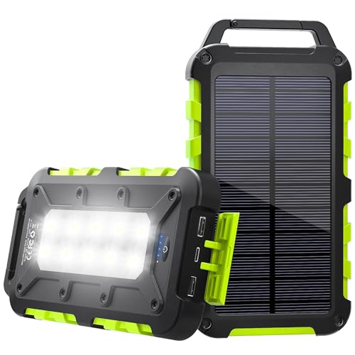 Solar Powerbank 26800mAh, PD 15W Tragbares Solarladegerät USB C Outdoor Wasserdichtes Externer Akku mit LED-Licht und 3 Ausgängen für Smartphones, Tablets, Outdoor Camping und mehr von TOENNESEN