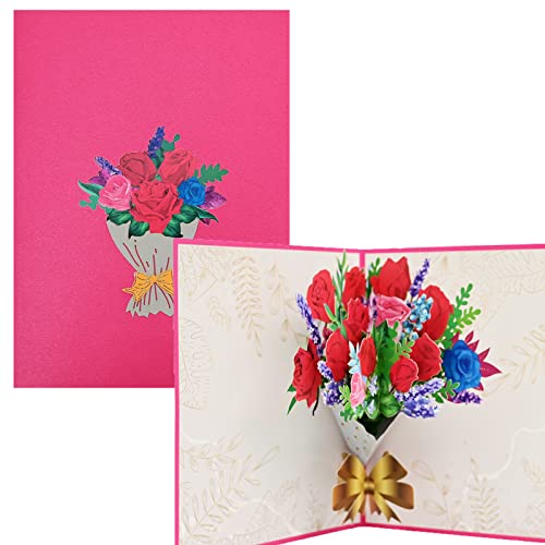 TOG BEG® 3D Pop-up Grußkarte, roter Blumenstrauß als Partnergeschenk, als Geschenk für Mama oder Ehefrau als Geburtstagskarte, Hochzeitskarte, zum Muttertag, Frauentag, Jahrestag, Valentinstag von TOG BEG
