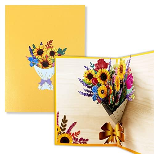 TOG BEG® 3Pop-up Karte, bunter Blumenstrauß als Partnergeschenk, als Geschenk für Mama oder Ehefrau als Geburtstagskarte, Hochzeitskarte, zum Muttertag, Frauentag, Jahrestag, Valentinstag von TOG BEG
