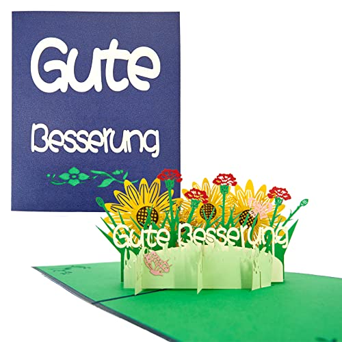 TOG BEG 3D Pop-up karte mit Motiven - Gute Besserung - und Blumen, ein liebevolles Geschenk und Gute Besserung für betroffene Person aus Familien, Freunde, Kollegenkreis inkl. Umschlag - blau TOG BEG 3D Pop-up karte mit Motiven - Gute Besserung - und Blumen, ein liebevolles Geschenk und Gute Besserung für betroffene Person aus Familien, Freunde, Kollegenkreis inkl. Umschlag - blau von TOG BEG