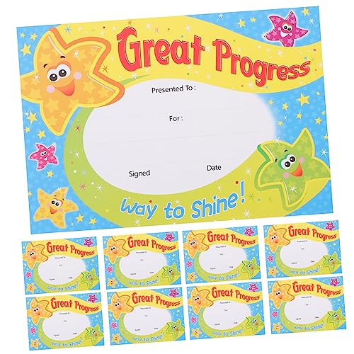 TOGEVAL 100 Blatt Motivationsbelohnung Vorschuldiplomzeugnisse Karikatur Klassenpreise Grundschule Kinderpreise Kinderpreisurkunde Schulprodukt Schulpreis Studentenzeugnisse Papier Blau von TOGEVAL