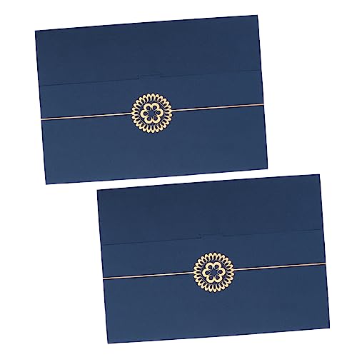 TOGEVAL 2 Stück Zertifikatshülle Hochzeit schmucklos Schlüsselumschläge Urkundenhalter mit Goldfolie Büro Abschluss Diplom Abdeckung Zertifikatumschlag Diplom Ärmel Papierstau Blau von TOGEVAL