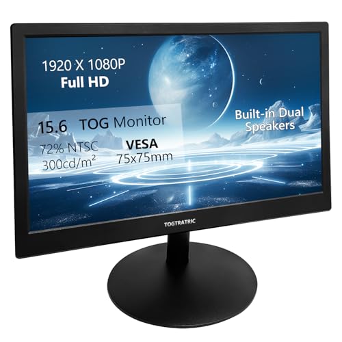 15,6 Zoll Kleiner PC Monitor FHD 1920x1080P, Eingebauter Lautsprecher, 300cd/m², HDR, 72% NTSC Tragbarer LED Monitor, HDMI, VGA, VESA unterstützt, Mini Desktop Display Sekundäre Monitore für Laptop 15,6 Zoll Kleiner PC Monitor FHD 1920x1080P, Eingebauter Lautsprecher, 300cd/m², HDR, 72% NTSC Tragbarer LED Monitor, HDMI, VGA, VESA unterstützt, Mini Desktop Display Sekundäre Monitore für Laptop von TOGTRATRIC