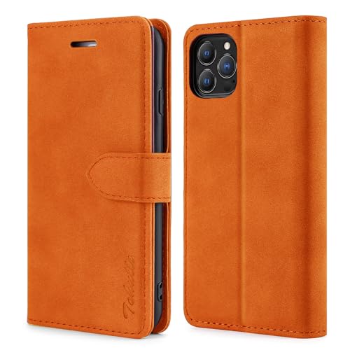 TOHULLE, Hülle für iPhone 11 Pro, Premium-Leder-Brieftaschenhülle mit Kartenhalter, Ständer, Magnetverschluss, stoßfestes Flip-Folio-Case, kompatibel mit iPhone 11 Pro (5,8 Zoll) – Orange von TOHULLE